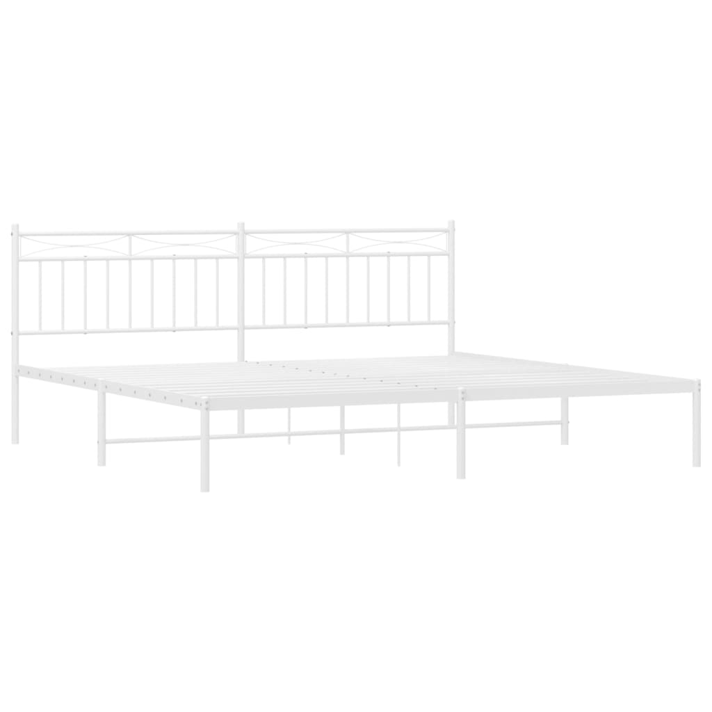 Sengeramme i metall med hodegavl hvit 193x203 cm