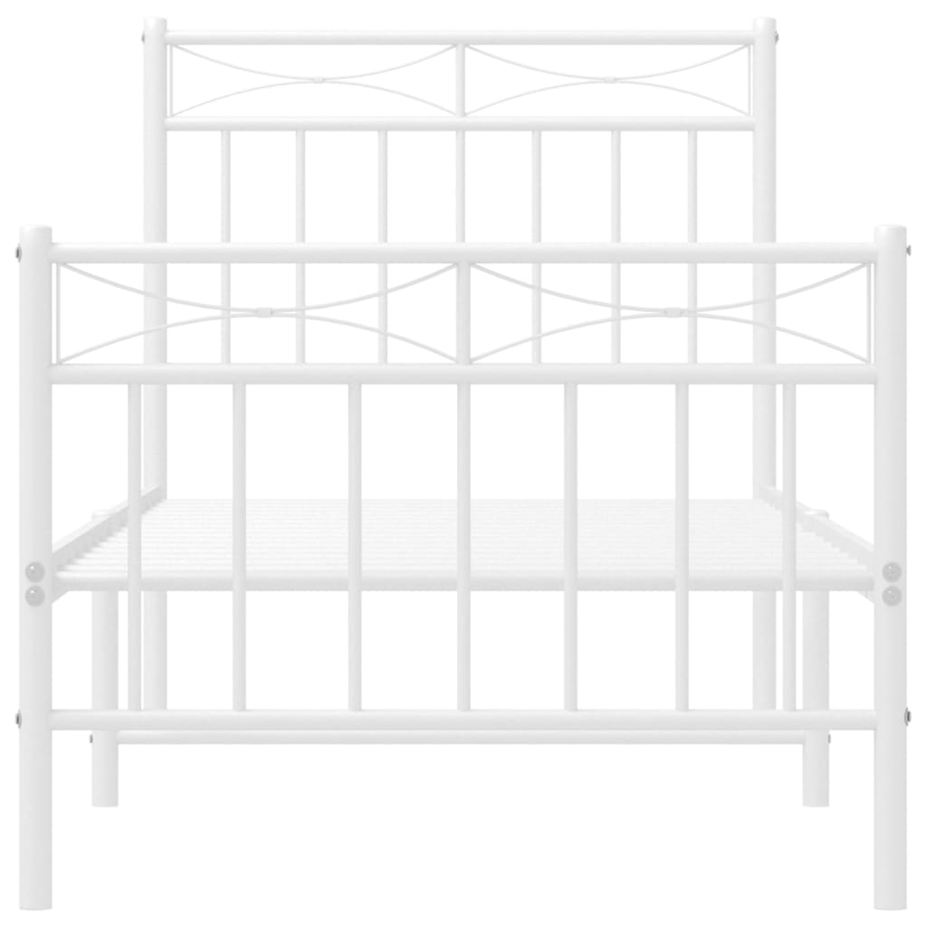 Sengeramme i metall med hode- og fotgavl hvit 75x190 cm