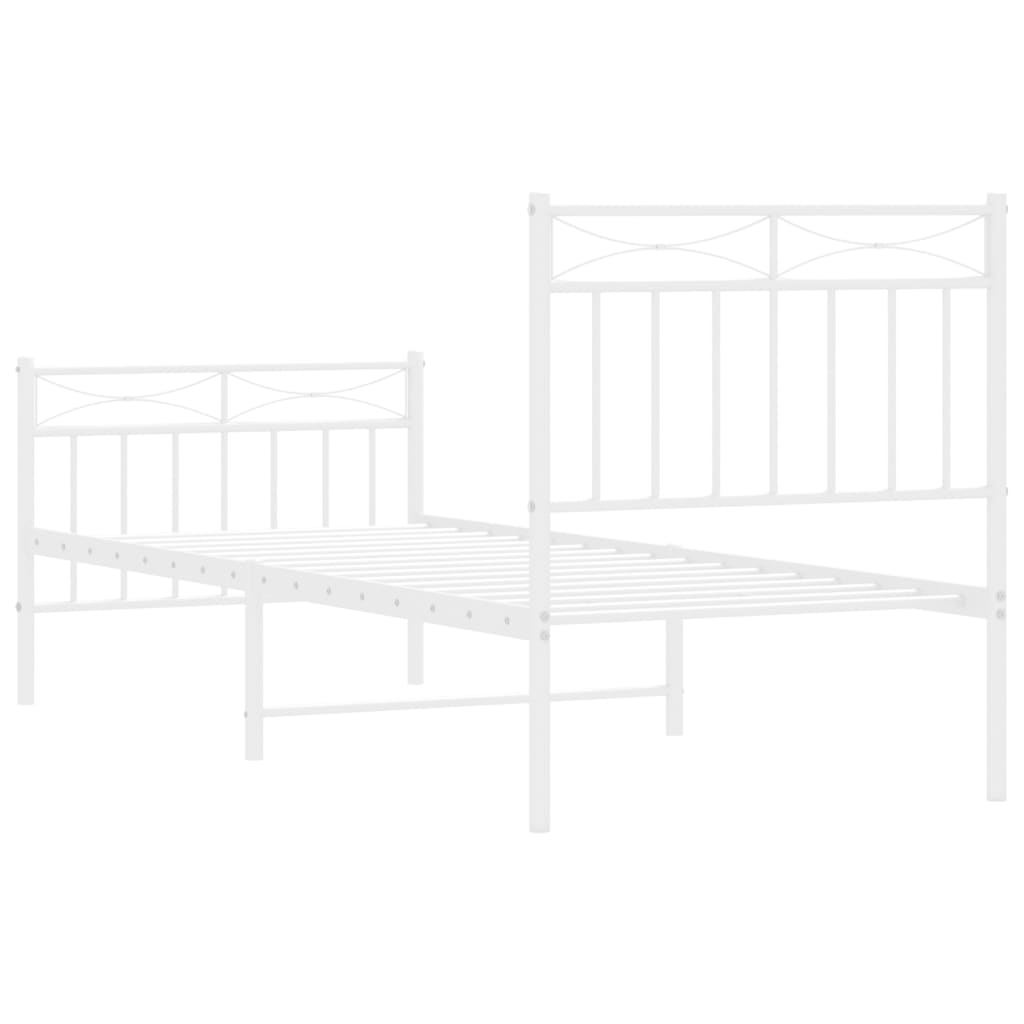 Sengeramme i metall med hode- og fotgavl hvit 75x190 cm