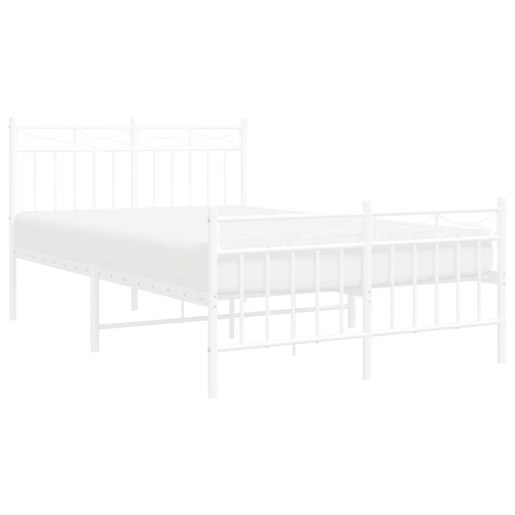 Sengeramme i metall med hode- og fotgavl hvit 120x190 cm