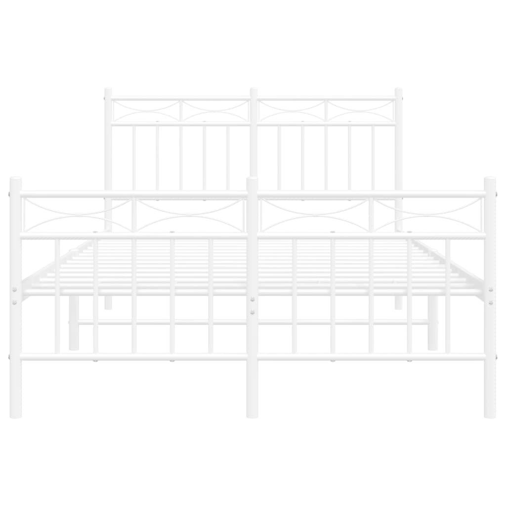 Sengeramme i metall med hode- og fotgavl hvit 120x190 cm
