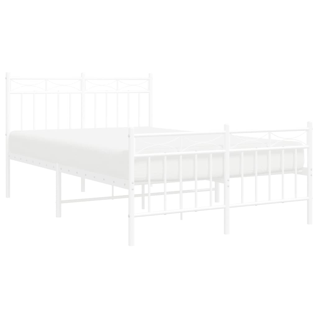 Sengeramme i metall med hode- og fotgavl hvit 120x200 cm