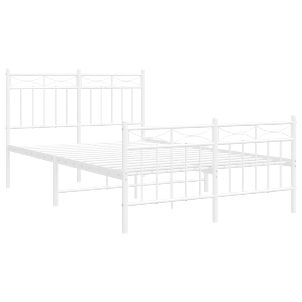 Sengeramme i metall med hode- og fotgavl hvit 120x200 cm