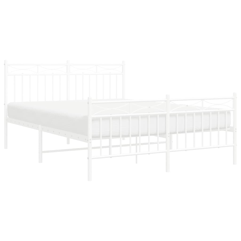 Sengeramme i metall med hode- og fotgavl hvit 135x190 cm