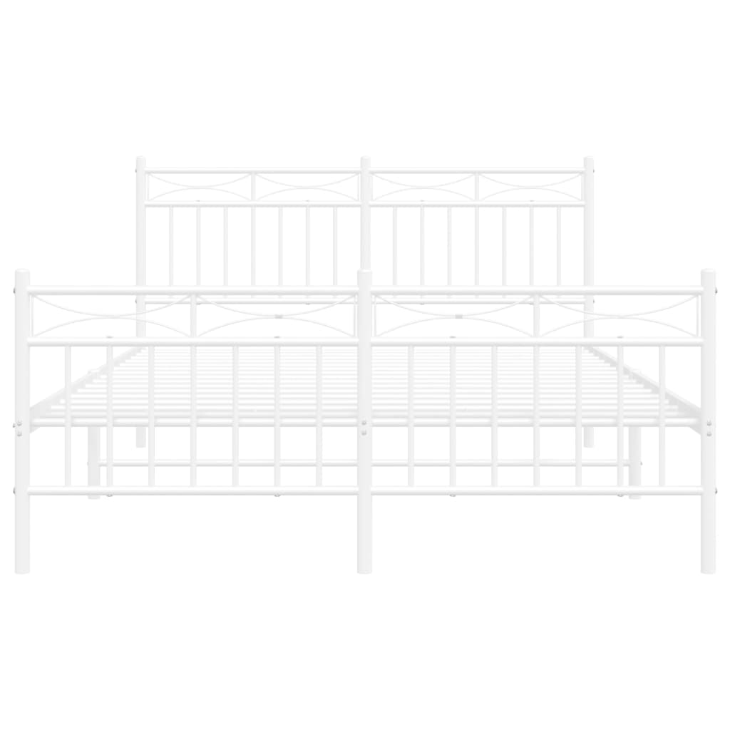 Sengeramme i metall med hode- og fotgavl hvit 135x190 cm