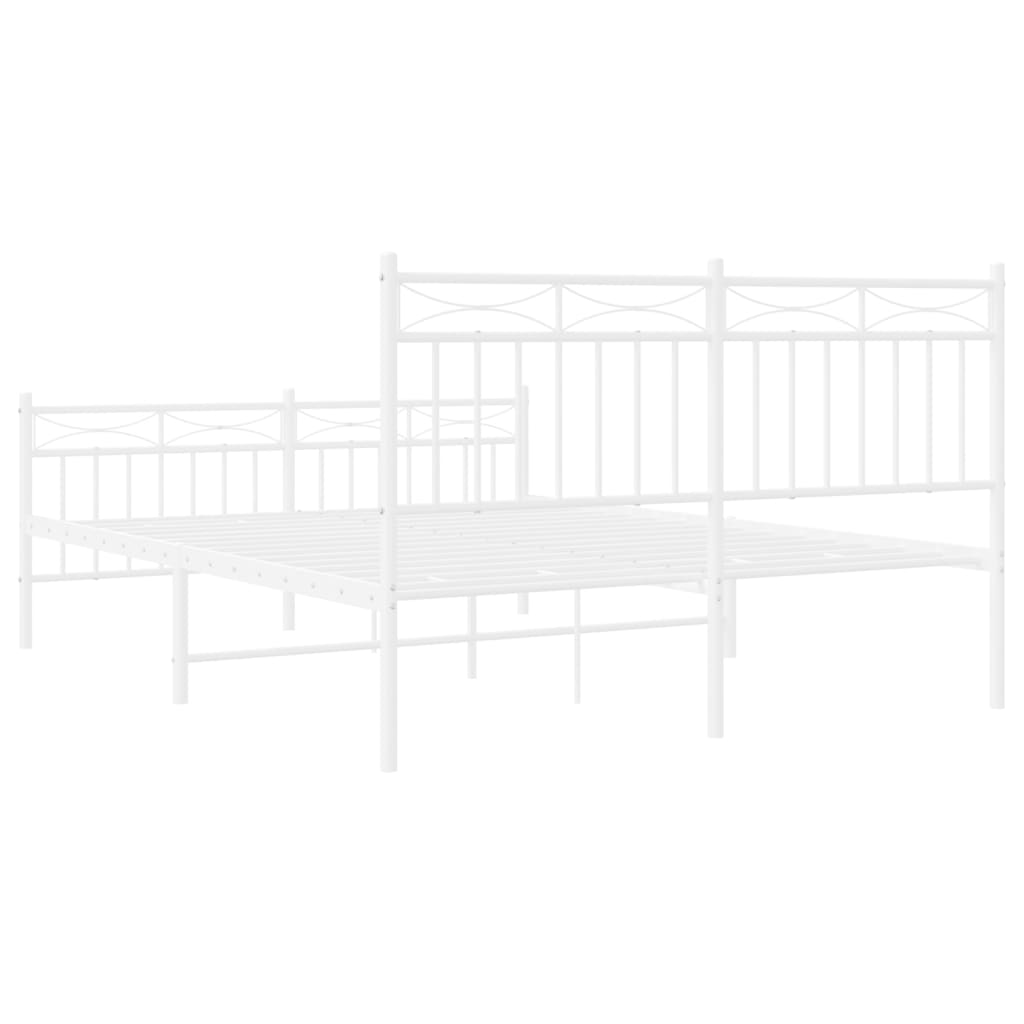 Sengeramme i metall med hode- og fotgavl hvit 135x190 cm
