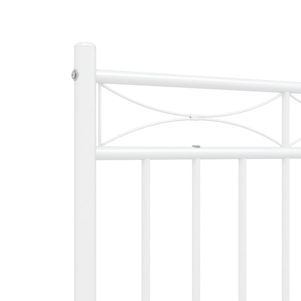 Sengeramme i metall med hode- og fotgavl hvit 135x190 cm