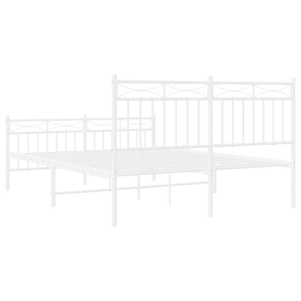 Sengeramme i metall med hode- og fotgavl hvit 140x190 cm