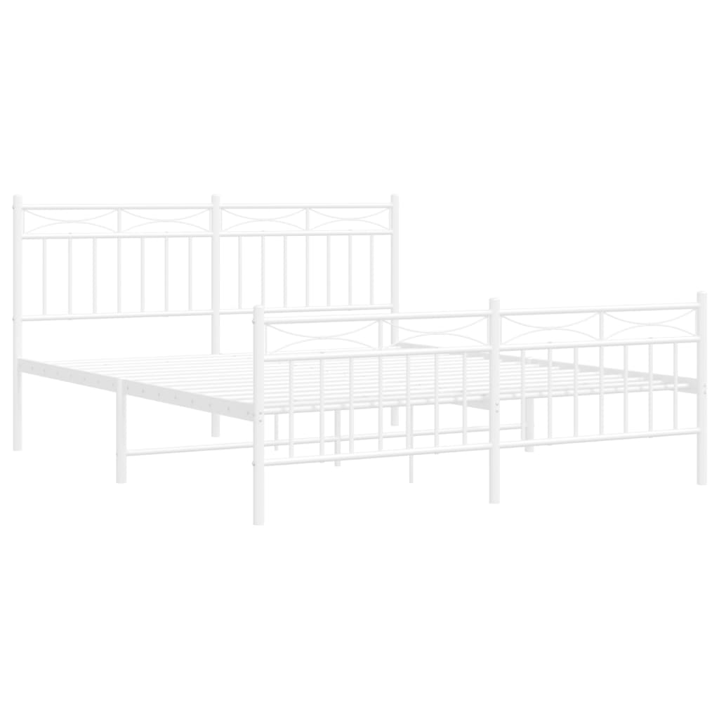 Sengeramme i metall med hode- og fotgavl hvit 150x200 cm