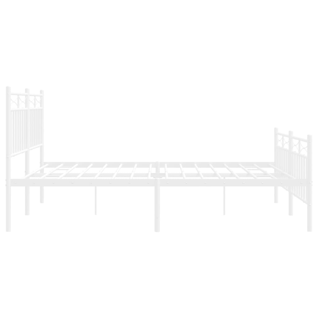 Sengeramme i metall med hode- og fotgavl hvit 150x200 cm