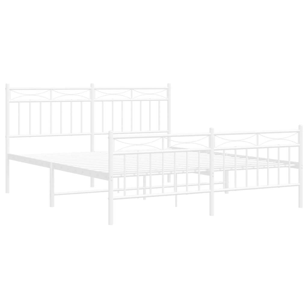 Sengeramme i metall med hode- og fotgavl hvit 160x200 cm