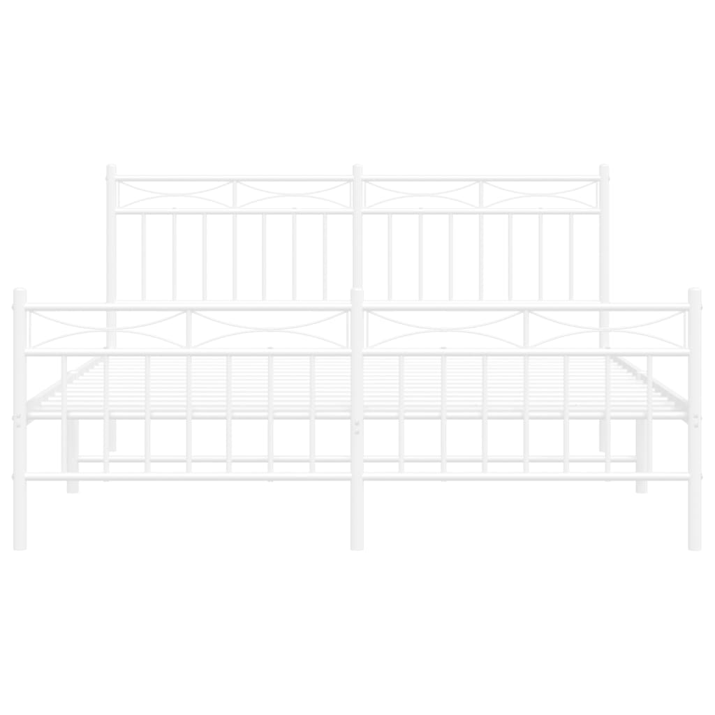 Sengeramme i metall med hode- og fotgavl hvit 160x200 cm