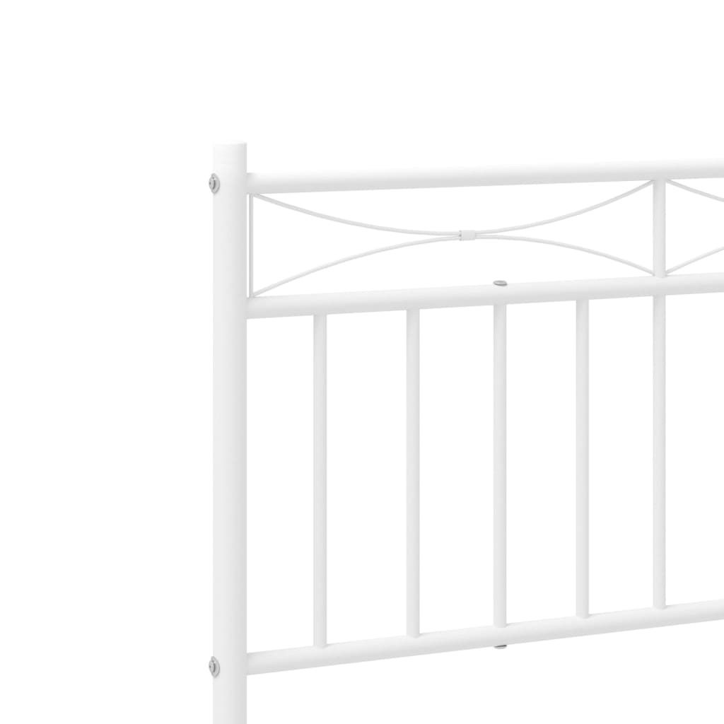 Sengeramme i metall med hode- og fotgavl hvit 193x203 cm