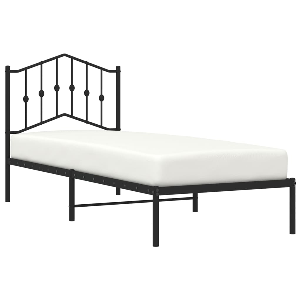 Sengeramme i metall med hodegavl svart 80x200 cm