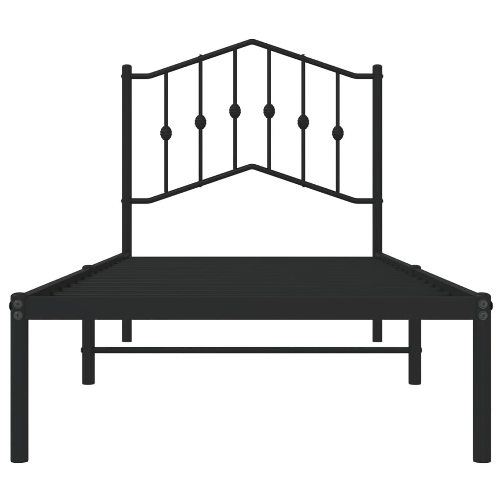 Sengeramme i metall med hodegavl svart 80x200 cm