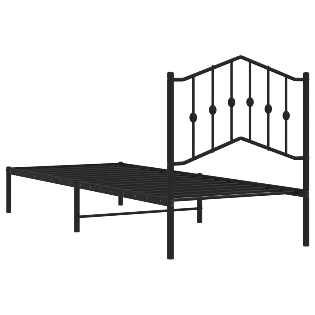 Sengeramme i metall med hodegavl svart 80x200 cm