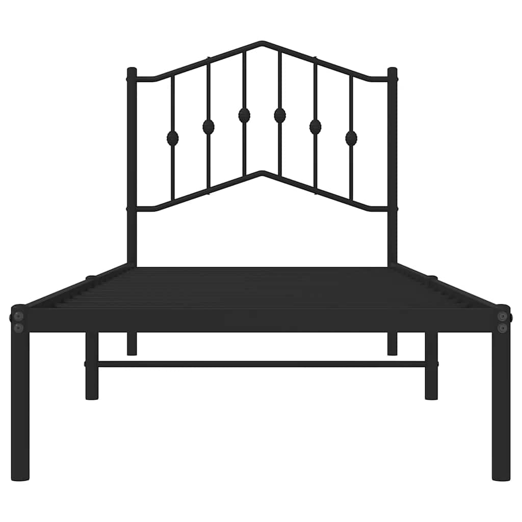Sengeramme i metall med hodegavl svart 90x200 cm