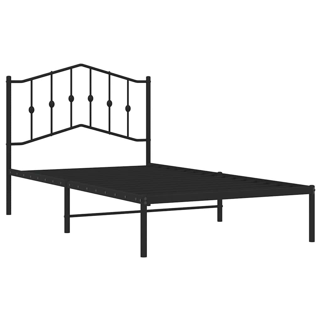 Sengeramme i metall med hodegavl svart 100x190 cm