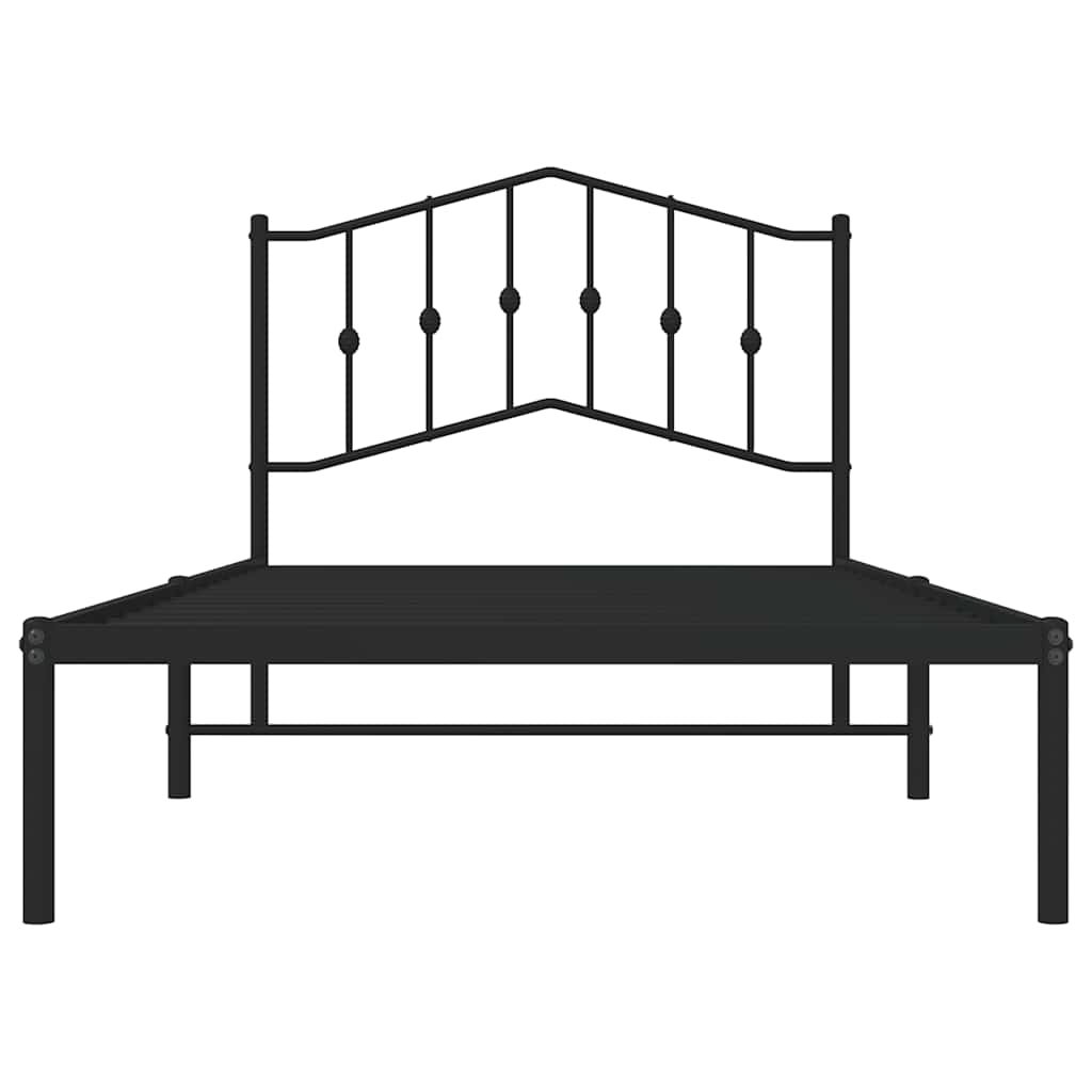 Sengeramme i metall med hodegavl svart 100x190 cm