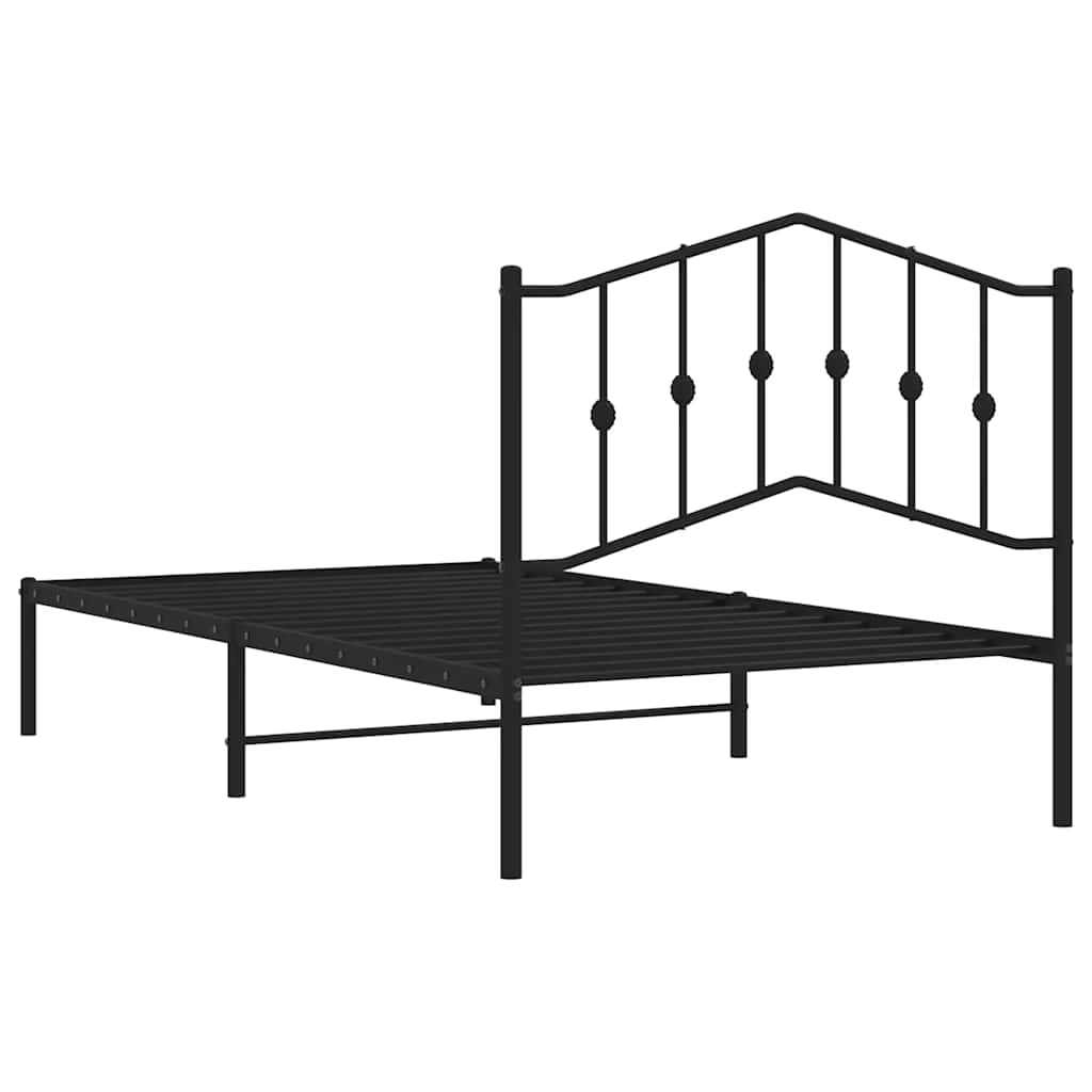 Sengeramme i metall med hodegavl svart 100x190 cm