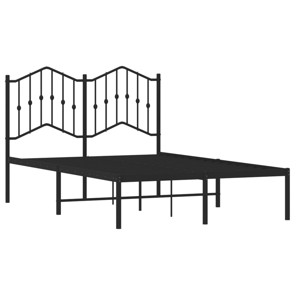 Sengeramme i metall med sengegavl svart 120x200 cm