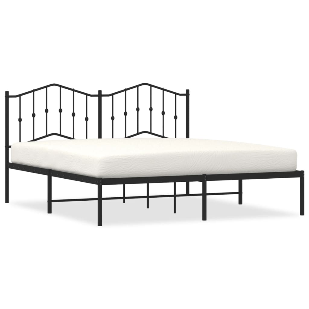 Sengeramme i metall med hodegavl svart 160x200 cm