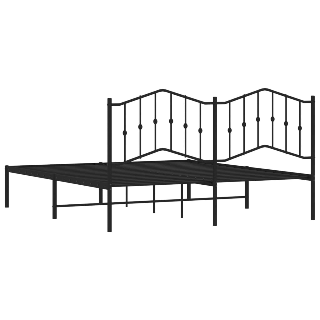 Sengeramme i metall med hodegavl svart 160x200 cm