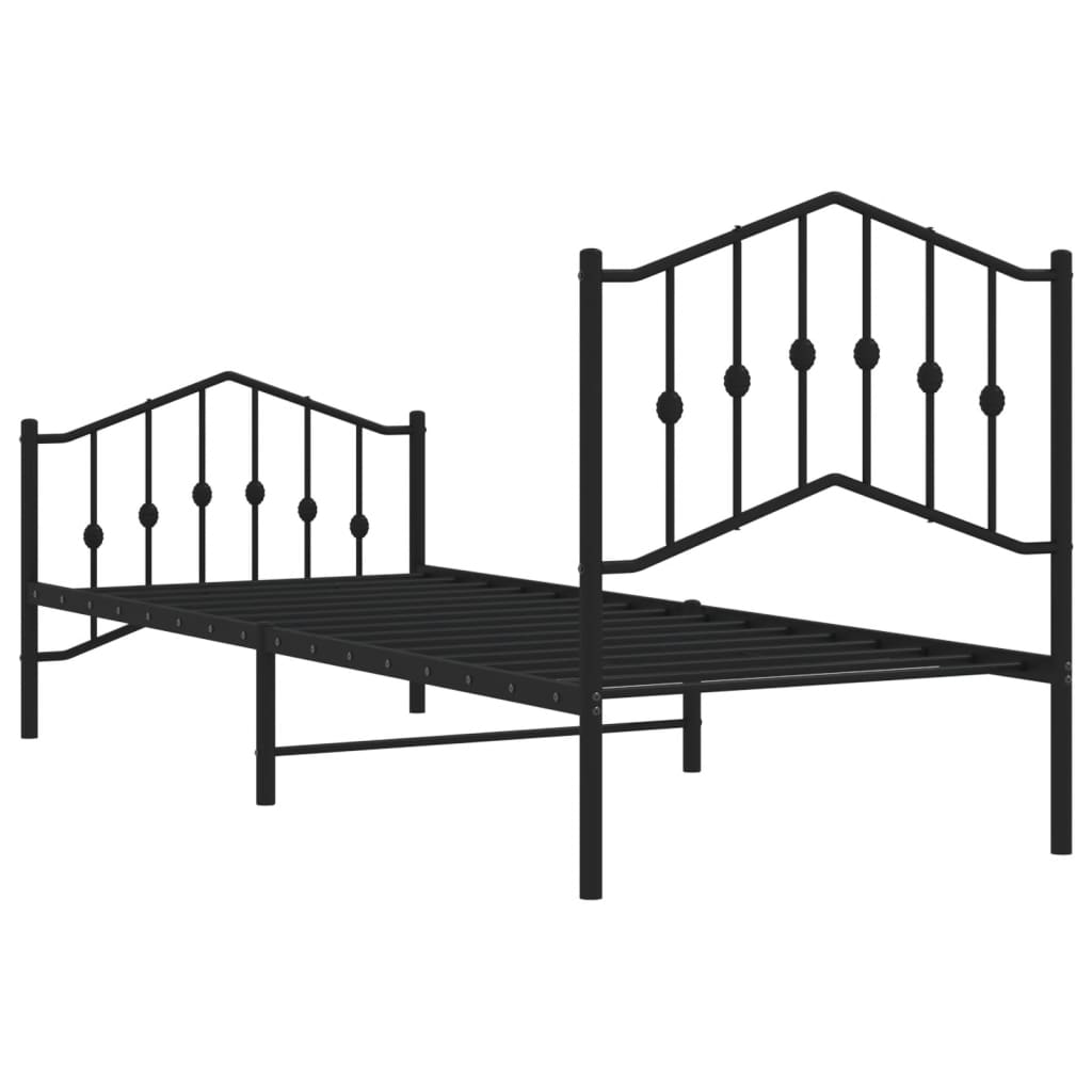 Sengeramme i metall med hode- og fotgavl svart 90x200 cm