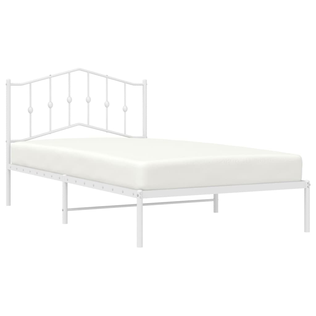 Sengeramme i metall med hodegavl hvit 107x203 cm