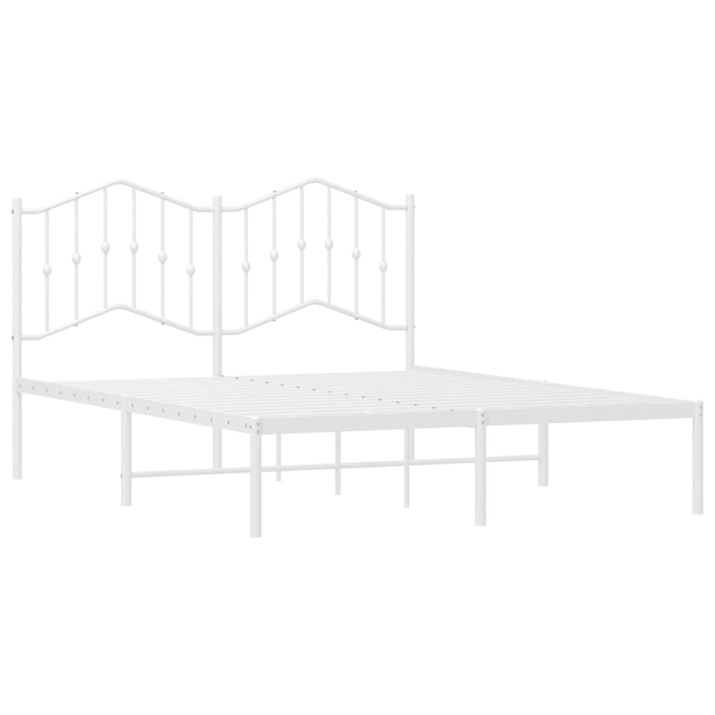 Sengeramme i metall med hodegavl hvit 135x190 cm