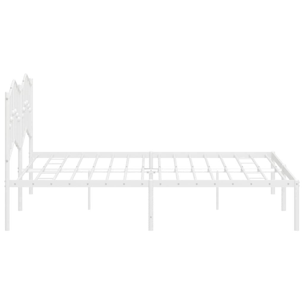Sengeramme i metall med hodegavl hvit 183x213 cm