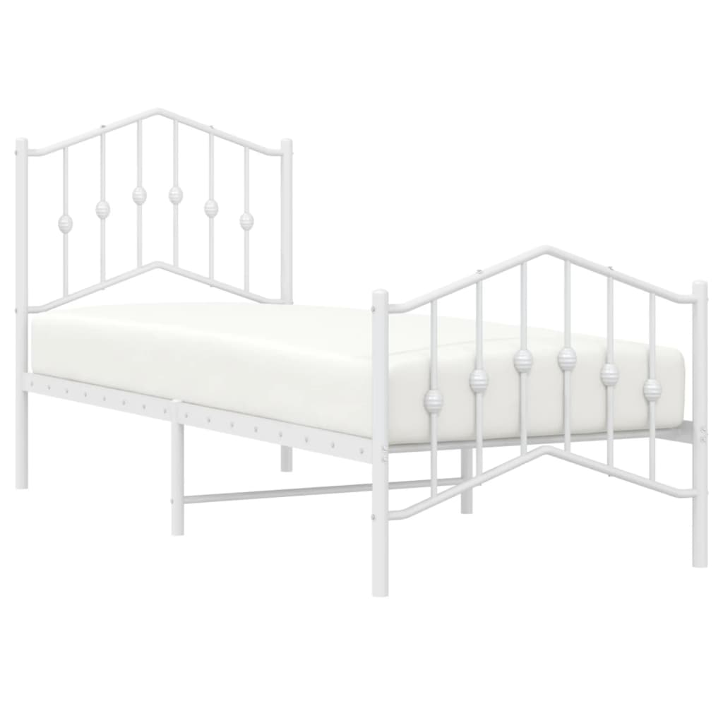 Sengeramme i metall med hode- og fotgavl hvit 75x190 cm