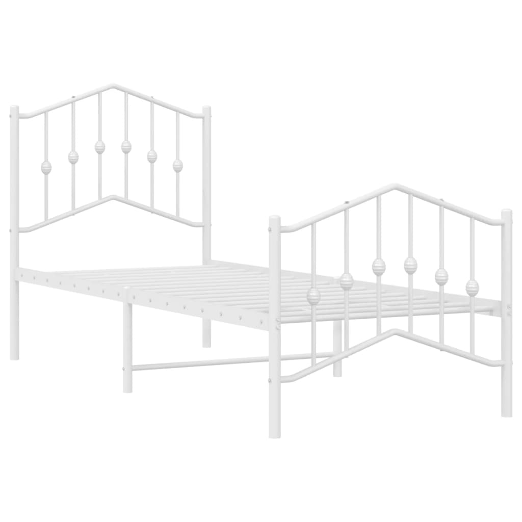 Sengeramme i metall med hode- og fotgavl hvit 75x190 cm