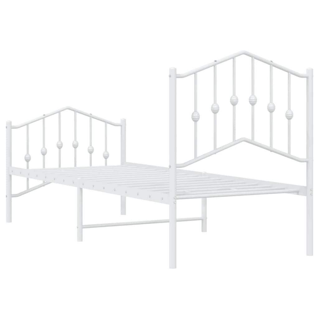 Sengeramme i metall med hode- og fotgavl hvit 75x190 cm