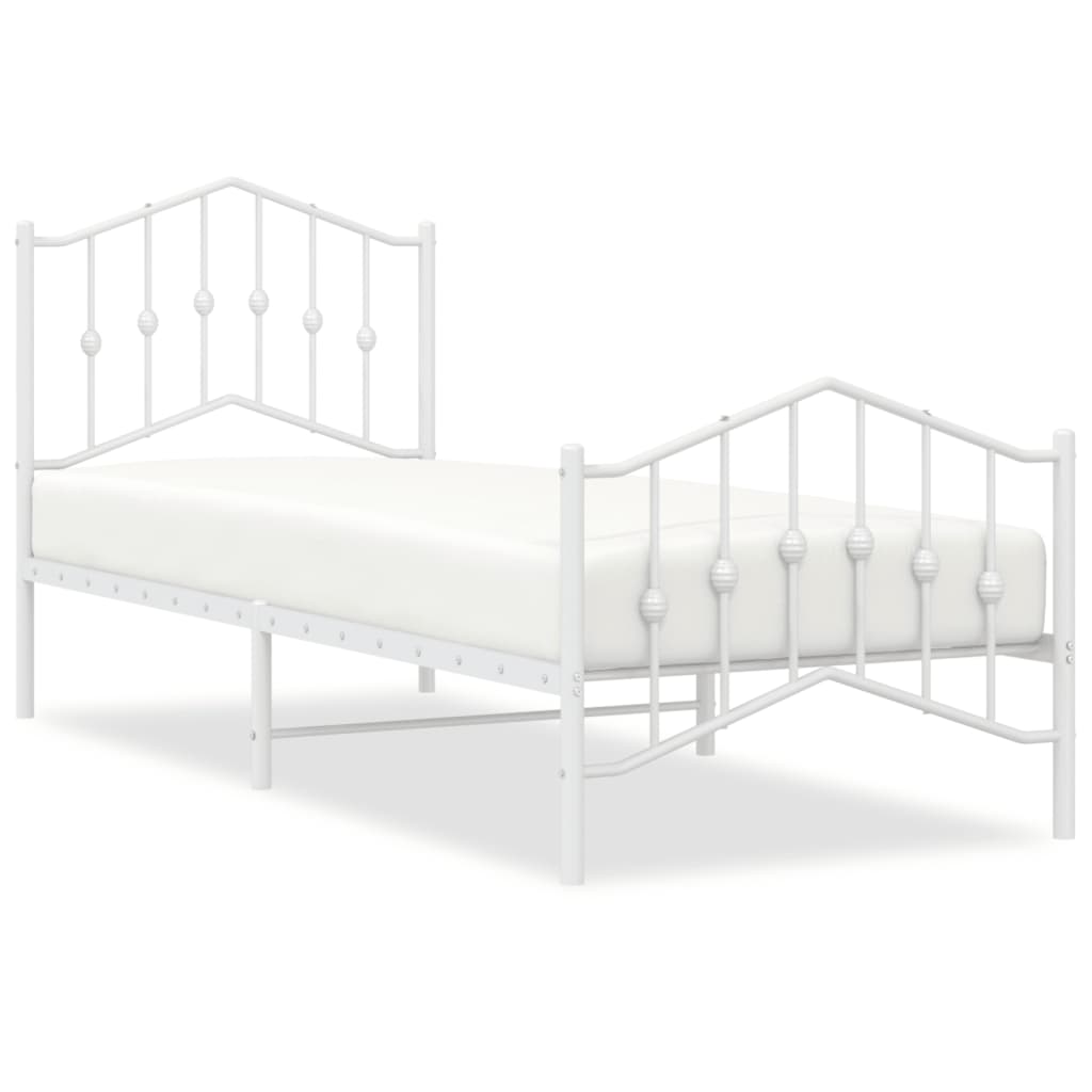 Sengeramme i metall med hode- og fotgavl hvit 80x200 cm