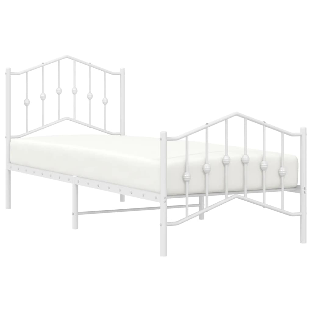 Sengeramme i metall med hode- og fotgavl hvit 80x200 cm