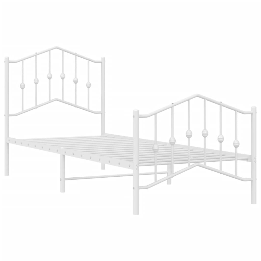 Sengeramme i metall med hode- og fotgavl hvit 80x200 cm