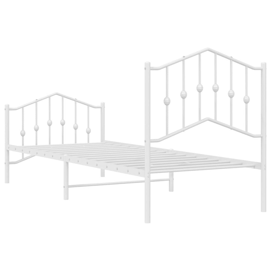 Sengeramme i metall med hode- og fotgavl hvit 80x200 cm