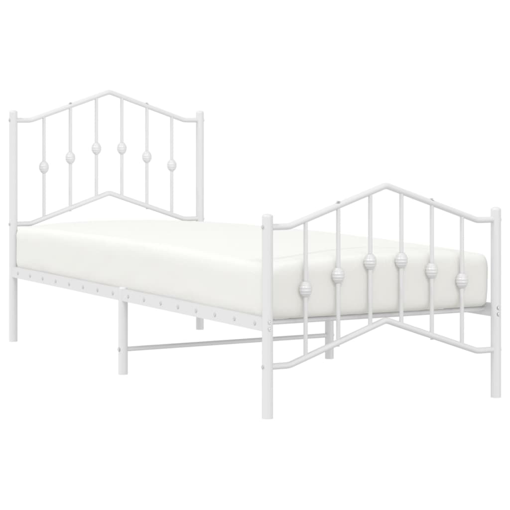 Sengeramme i metall med hode- og fotgavl hvit 90x200 cm