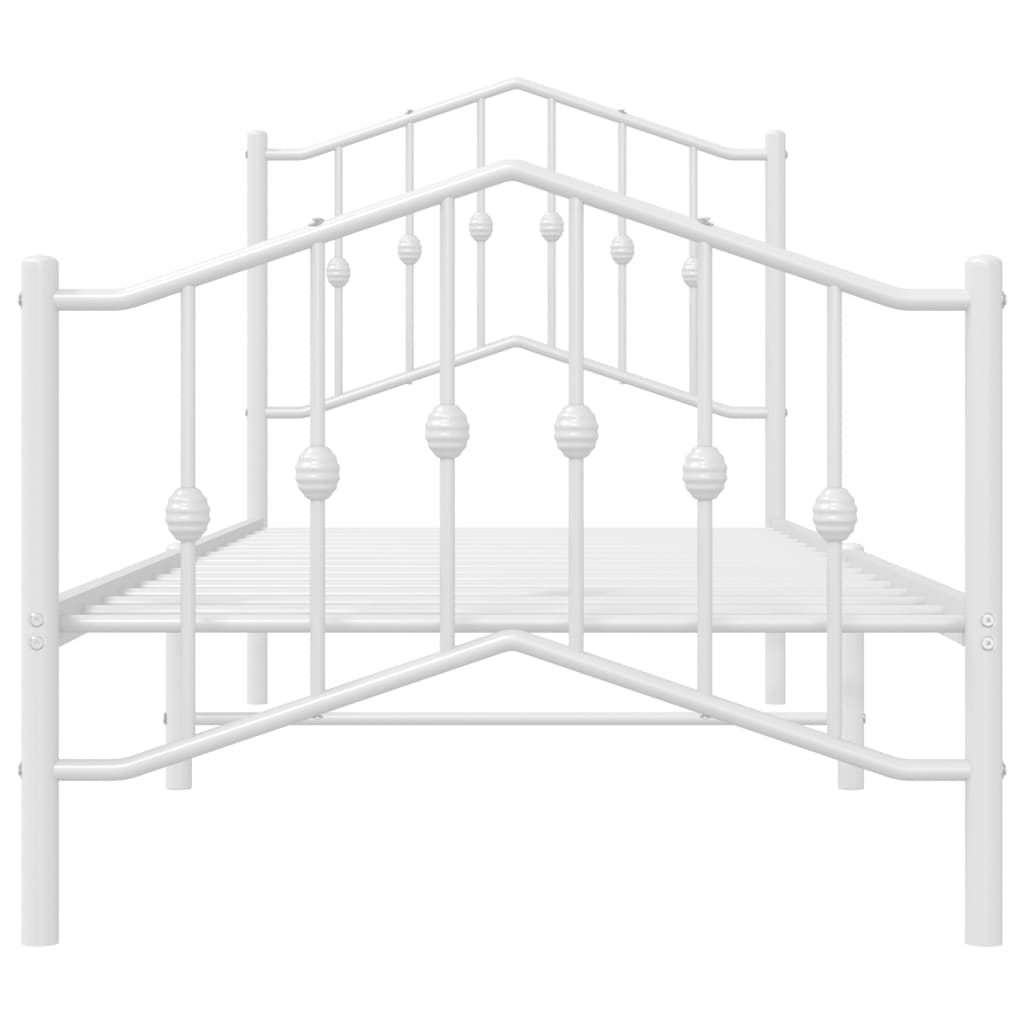 Sengeramme i metall med hode- og fotgavl hvit 90x200 cm