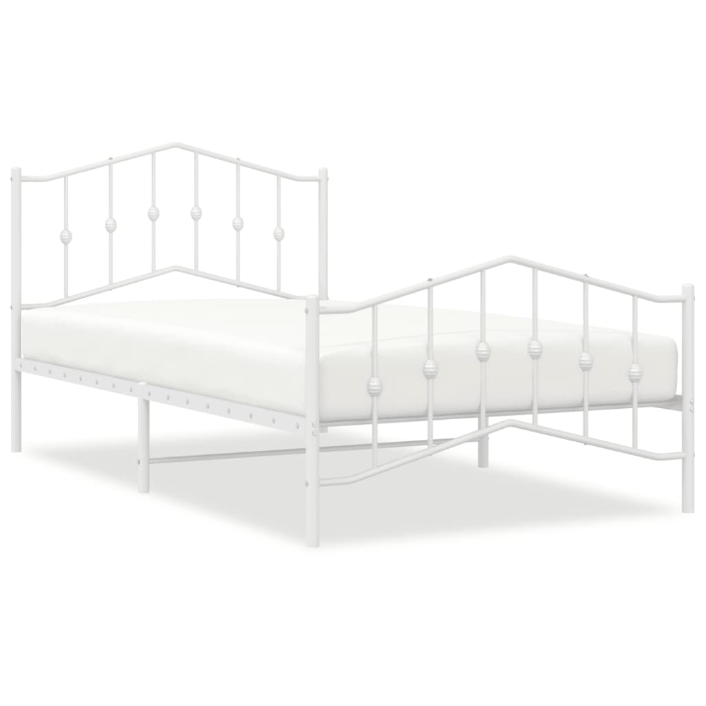 Sengeramme i metall med hode- og fotgavl hvit 107x203 cm