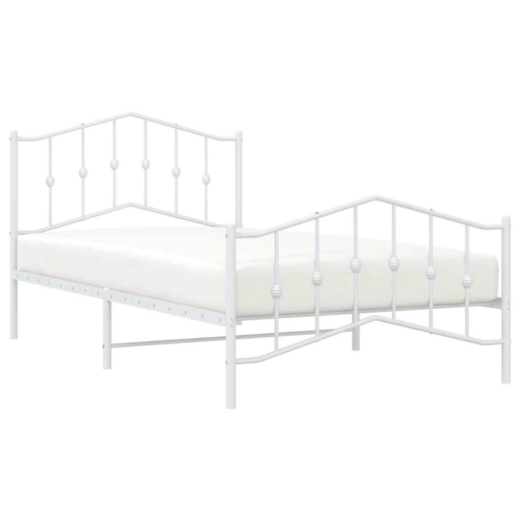Sengeramme i metall med hode- og fotgavl hvit 107x203 cm