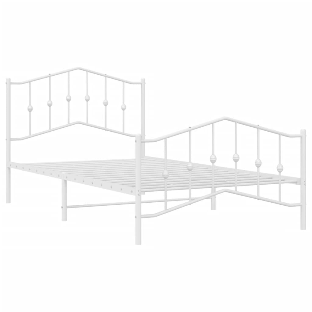 Sengeramme i metall med hode- og fotgavl hvit 107x203 cm