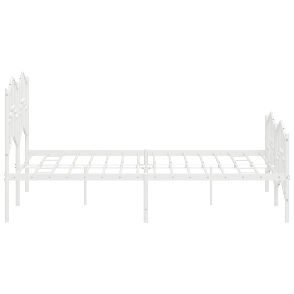 Sengeramme i metall med hode- og fotgavl hvit 140x190 cm