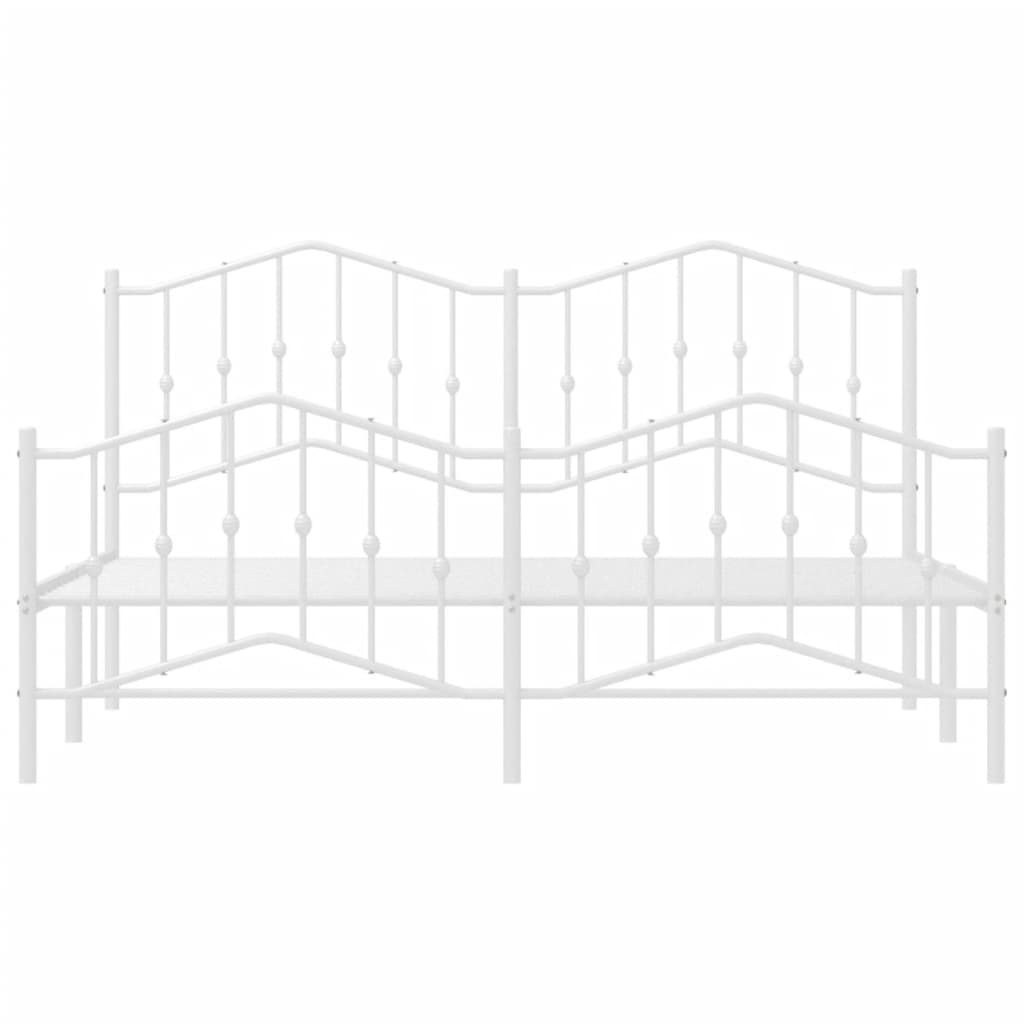 Sengeramme i metall med hode- og fotgavl hvit 160x200 cm