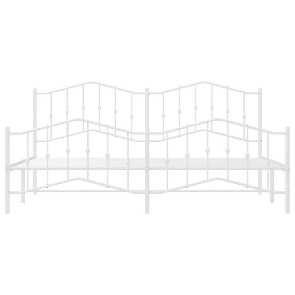 Sengeramme i metall med hode- og fotgavl hvit 193x203 cm