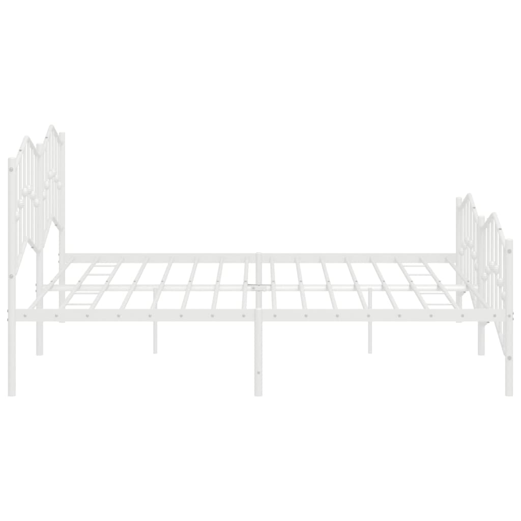 Sengeramme i metall med hode- og fotgavl hvit 193x203 cm