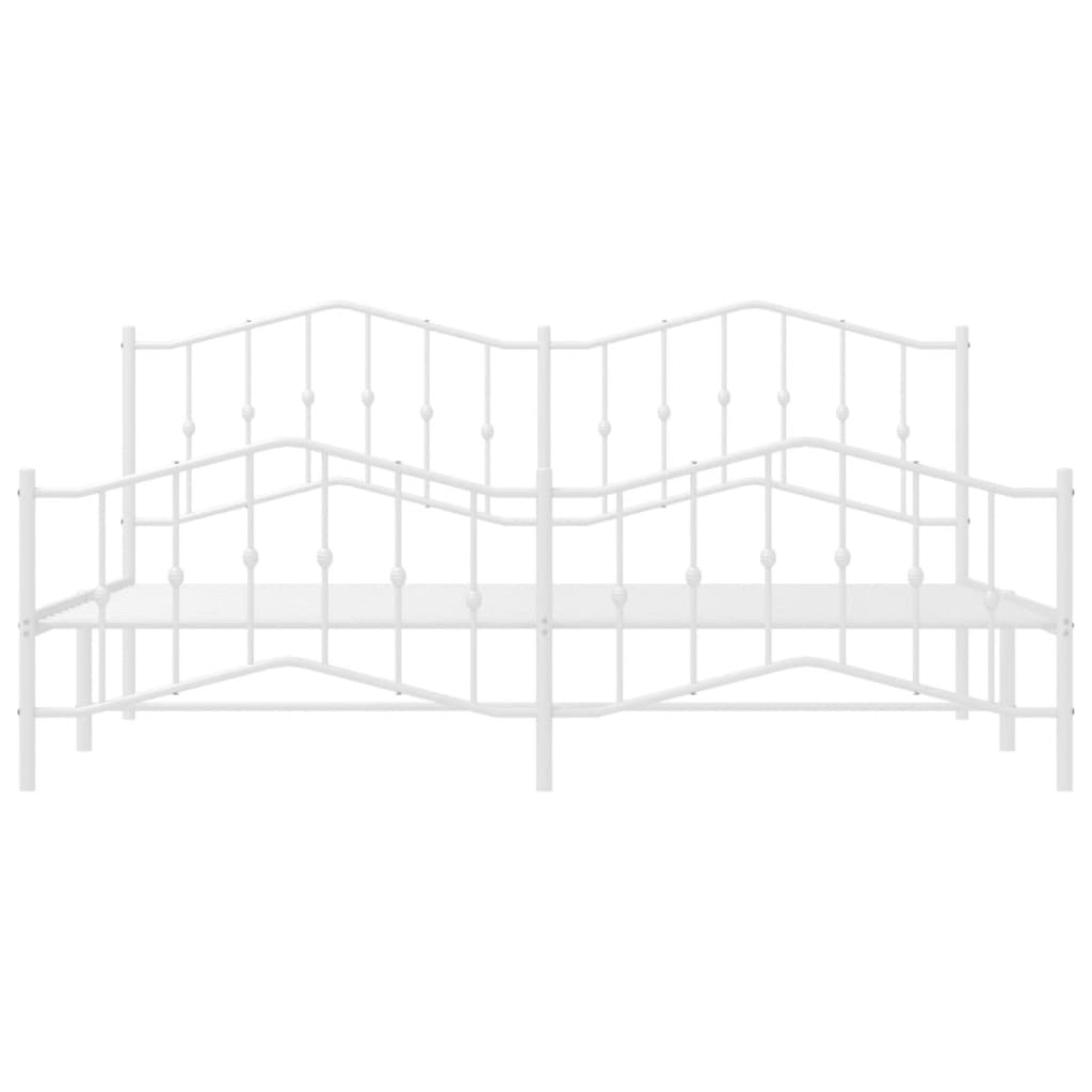 Sengeramme i metall med hode- og fotgavl hvit 200x200 cm