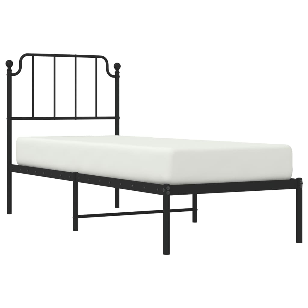Sengeramme i metall med hodegavl svart 80x200 cm