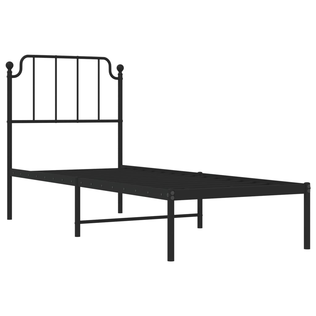 Sengeramme i metall med hodegavl svart 80x200 cm